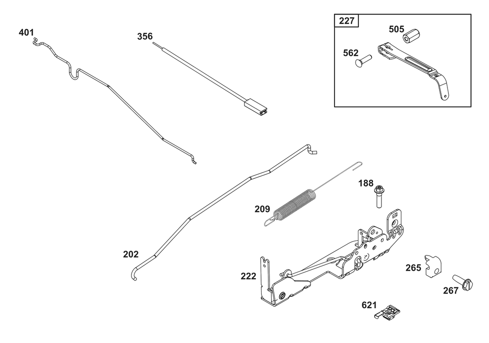 Controls Group Diagram and Parts List for 125P02-0026-H5 100000 - 19Z999 Briggs and Stratton Engine